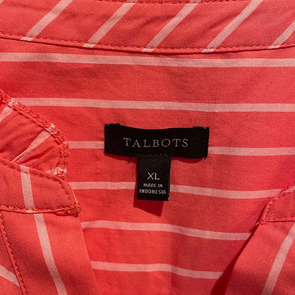 Brand new Talbots cotton tunic/blouse. Orange with white stripes. Never worn.
